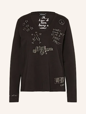 Grace Koszulka Z Długim Rękawem Z Ozdobnymi Kamykami schwarz