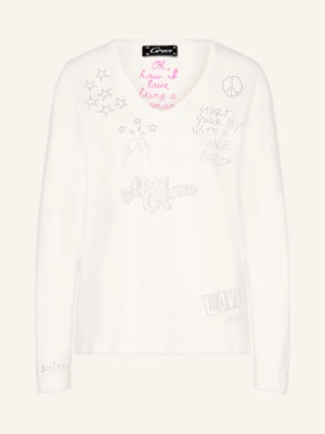 Grace Koszulka Z Długim Rękawem Z Ozdobnymi Kamykami weiss