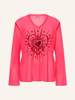 Grace Koszulka Z Długim Rękawem Z Siateczki Z Cekinami pink