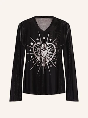 Grace Koszulka Z Długim Rękawem Z Siateczki Z Cekinami schwarz