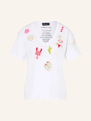 Grace Koszulka Z Ozdobnymi Perełkami weiss