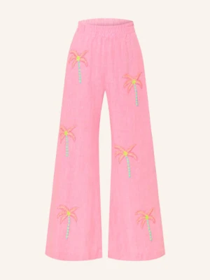 Grace Lniane Spodnie Marlene Z Cekinami pink