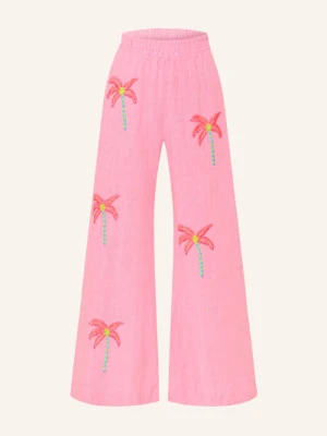 Grace Lniane Spodnie Marlene Z Cekinami pink