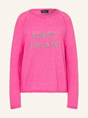 Grace Sweter „Sorry I'm Late” Z Ozdobnymi Koralikami pink