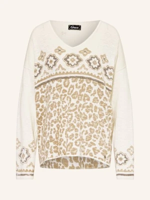 Grace Sweter Z Dodatkiem Lnu I Cekinami beige