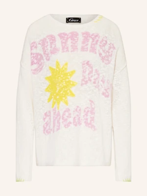 Grace Sweter Z Dodatkiem Lnu I Cekinami weiss