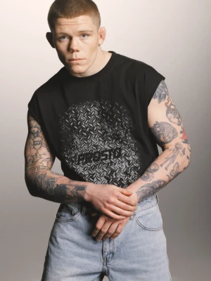 Grade top bawełniany męski czarny Klasyk