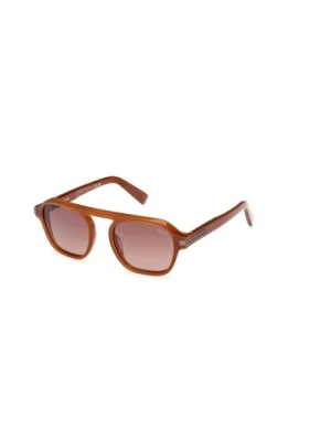 Gradient Brown Okulary przeciwsłoneczne Shiny Light Brown Ermenegildo Zegna