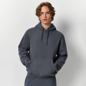 Grafitowa bluza basic regular fit z kapturem House