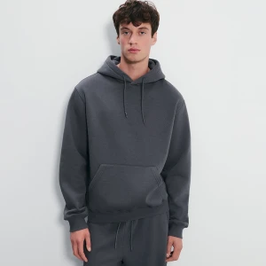 Grafitowa bluza basic regular fit z kapturem House