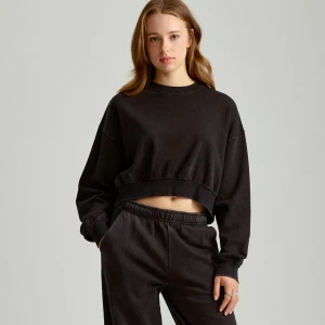 Grafitowa bluza bez kaptura z efektem acid wash House