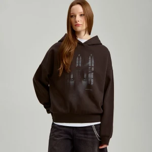 Grafitowa bluza loose fit z nadrukiem House