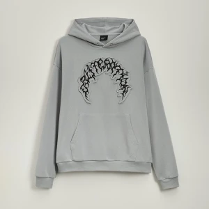 Grafitowa bluza oversize z haftem półksiężyca House