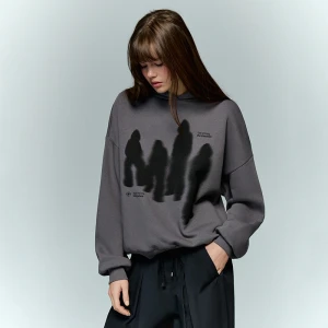 Grafitowa bluza z kapturem i nadrukiem ludzi House