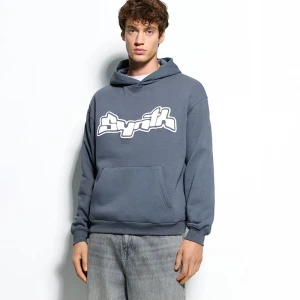 Grafitowa bluza z kapturem i nadrukiem Synth House