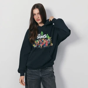 Grafitowa bluza z kapturem i nadrukiem The Sims 4 House