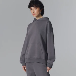 Grafitowa bluza z kapturem loose fit House