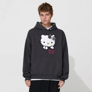 Grafitowa bluza z kapturem z uszkami i motywem Hello Kitty House