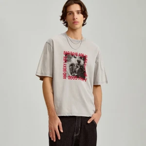 Grafitowa koszulka acid wash z nadrukiem House