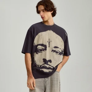 Grafitowa koszulka z nadrukiem 21 Savage House