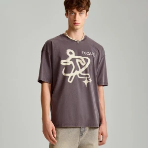 Grafitowa koszulka z nadrukiem Escape House