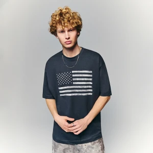 Grafitowa koszulka z nadrukiem flagi USA House