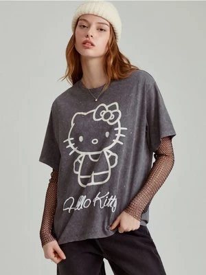 Grafitowa koszulka z nadrukiem Hello Kitty House