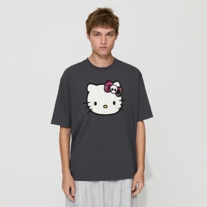 Grafitowa koszulka z nadrukiem Hello Kitty House