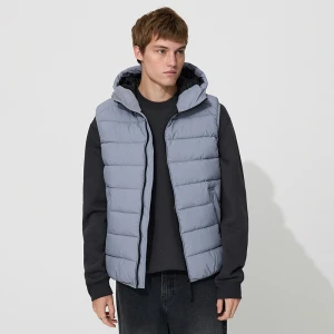 Grafitowa pikowana kamizelka z kapturem House