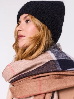 Grafitowa prążkowana czapka z alpaki TARANKO