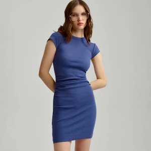 Grafitowa sukienka mini bodycone w prążki House