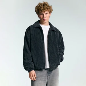 Grafitowa sztruksowa kurtka z kołnierzem House