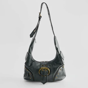 Grafitowa torebka w stylu vintage z klamrą w kolorze złotym House