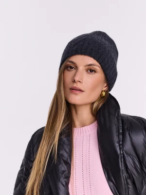 Grafitowa wełniana czapka z dodatkiem kaszmiru TARANKO