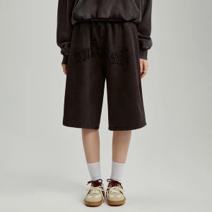 Grafitowe dresowe szorty z napisem Unleash House