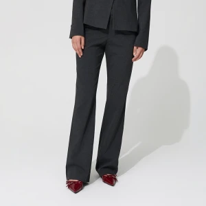 Grafitowe eleganckie spodnie dzwony mid waist House