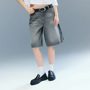 Grafitowe jeansowe szorty bermudy baggy fit House