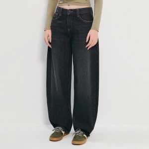 Grafitowe jeansy baggy barrel fit House