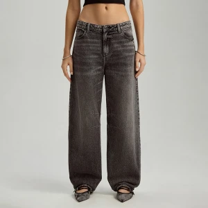 Grafitowe jeansy baggy fit mid waist House