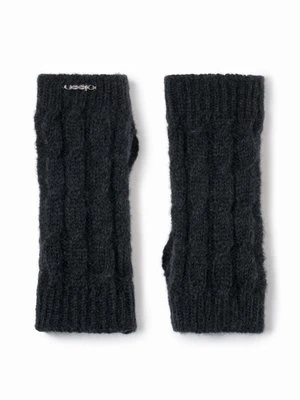 Grafitowe mitenki damskie z wełny merino Olsen