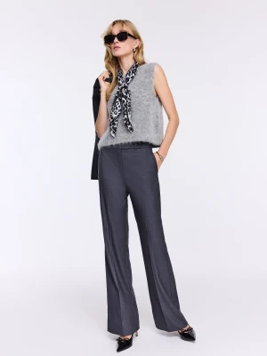 Grafitowe spodnie garniturowe z prostymi nogawkami TARANKO