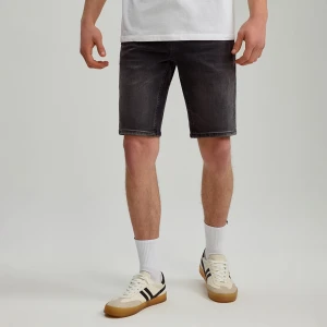 Grafitowe szorty jeansowe slim fit z efektem sprania House