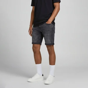 Grafitowe szorty jeansowe slim fit z efektem sprania House