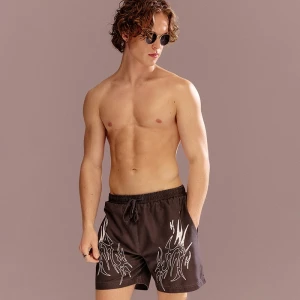 Grafitowe szorty kąpielowe z motywami tribal House