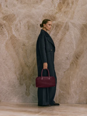 Grafitowy wełniany płaszcz z jedwabiem i kaszmirem wielbłądzim TARANKO