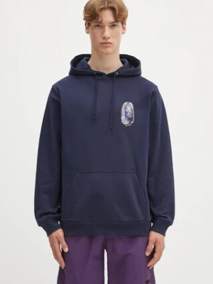 Gramicci bluza bawełniana Thumbprint Hooded Sweatshirt męska kolor granatowy z kapturem z nadrukiem G5SU.J109