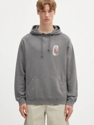 Gramicci bluza bawełniana Thumbprint Hooded Sweatshirt męska kolor szary z kapturem z nadrukiem G5SU.J109
