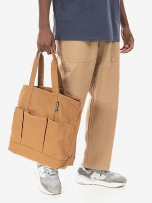 Gramicci spodnie bawełniane Loose Tapered Pant kolor beżowy szerokie medium waist G103.OGT-KREMOWY