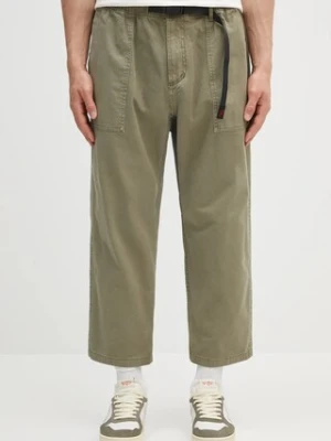 Gramicci spodnie bawełniane Loose Tapered Pant kolor zielony szerokie medium waist