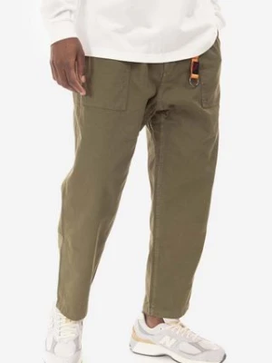 Gramicci spodnie bawełniane Loose Tapered Pant kolor zielony szerokie medium waist G103.OGT-KREMOWY